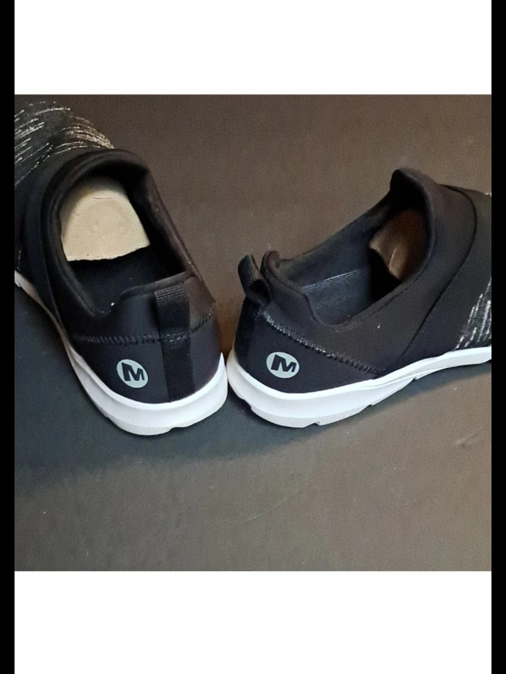 Mens Black Slip-On Merrell Sneakers with White Sole